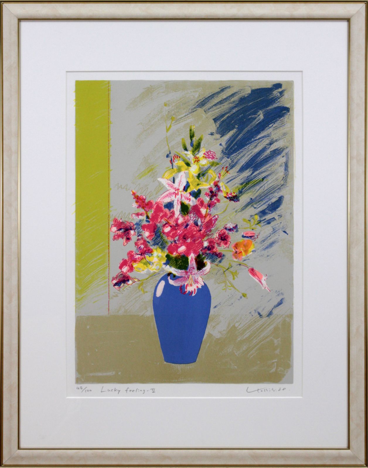 福本吉秀『Lucky feeling-II』シルクスクリーン【真作保証】 絵画 福本吉秀『Lucky feeling-II』シルクスクリーン【真作保証