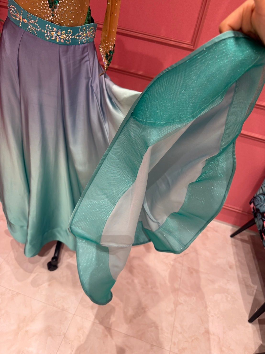 社交ダンスジャンティグリーンワンピース 社交ダンス gentil ジャンティ ラテンドレス グリーン サイズL 社交