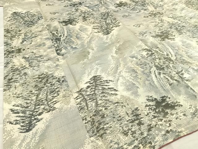 平和屋着物○本場大島紬 白大島 総絣 風景文 正絹 逸品 AAAU8317zg