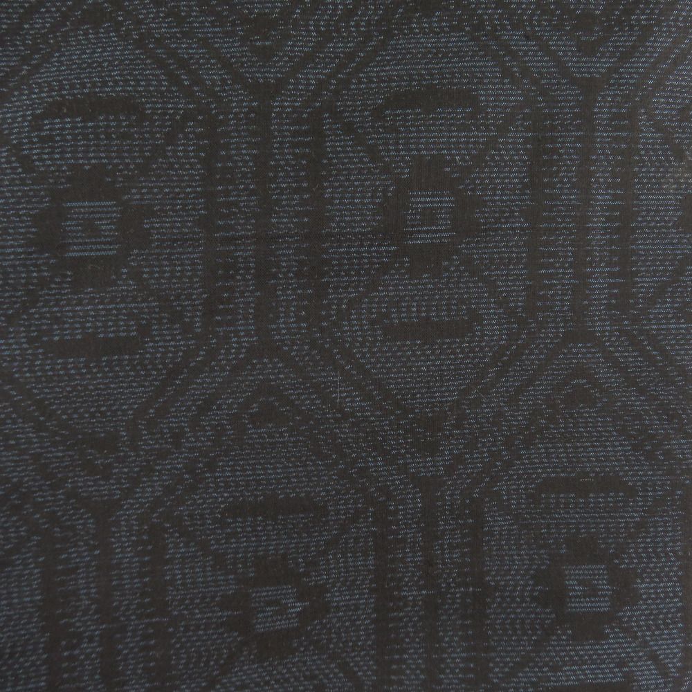 紬 着物 アンサンブル 横双大島紬 亀甲文様 正絹 黒紺色 袷 バチ