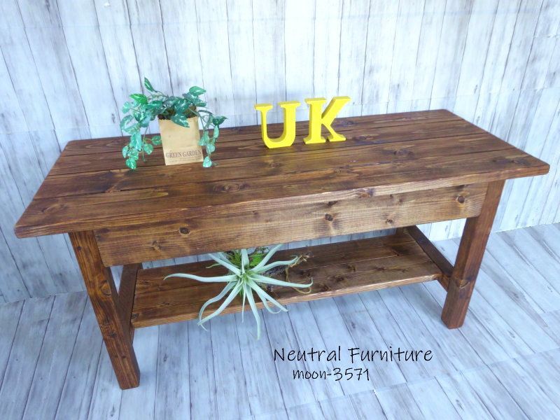 ハンドメイド ウッドテーブル ダークチーク色