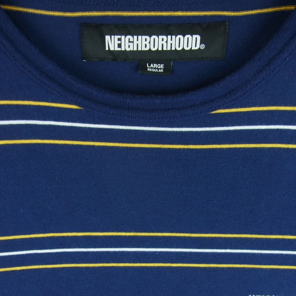 NEIGHBORHOOD ネイバーフッド 23SS 231FPNH-CSM08 BORDER CREWNECK SS ボーダー クルーネック 半袖  Tシャツ ネイビー系 L【中古】