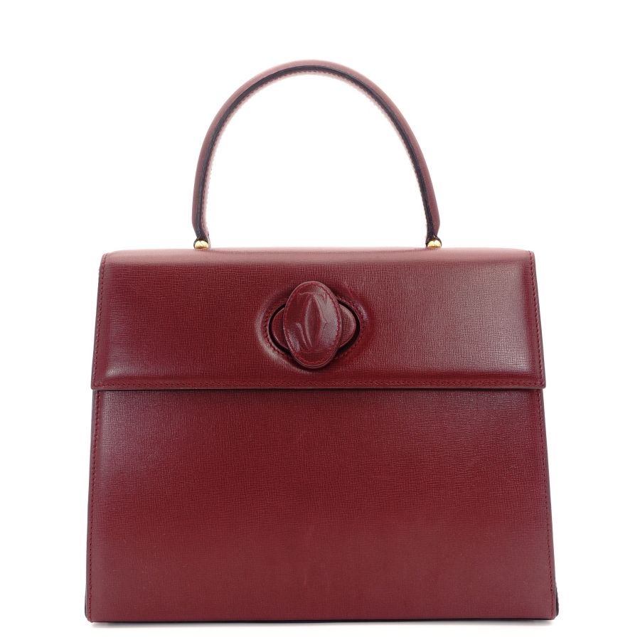 カルティエ Cartier マストライン ハンドバッグ レザー ボルドー
