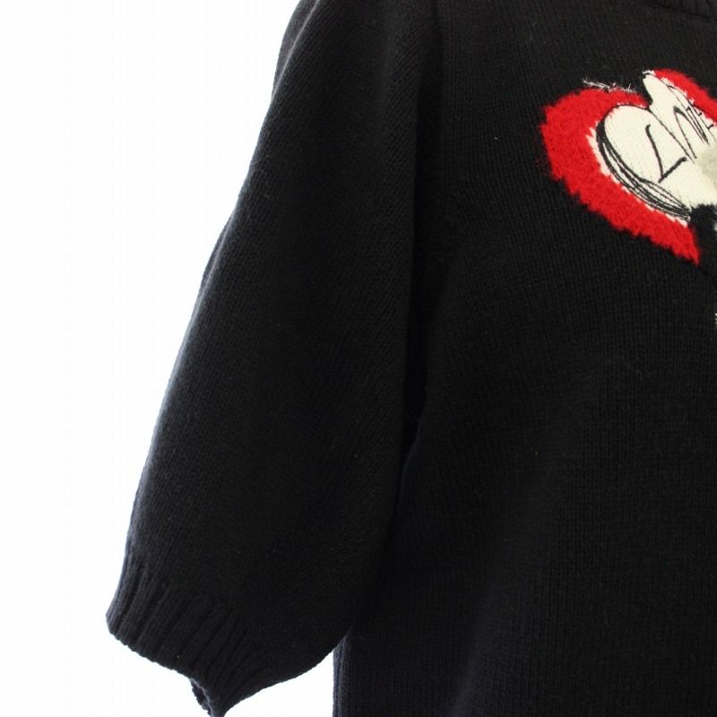 ファーファー furfur Lizii Lin 李子林 25SS キャットジャガードニットトップス セーター 五分袖 ONE 黒 RWNT251101 /TK レディース Lizii Lin】キャットジャガードニットトップス(ニット