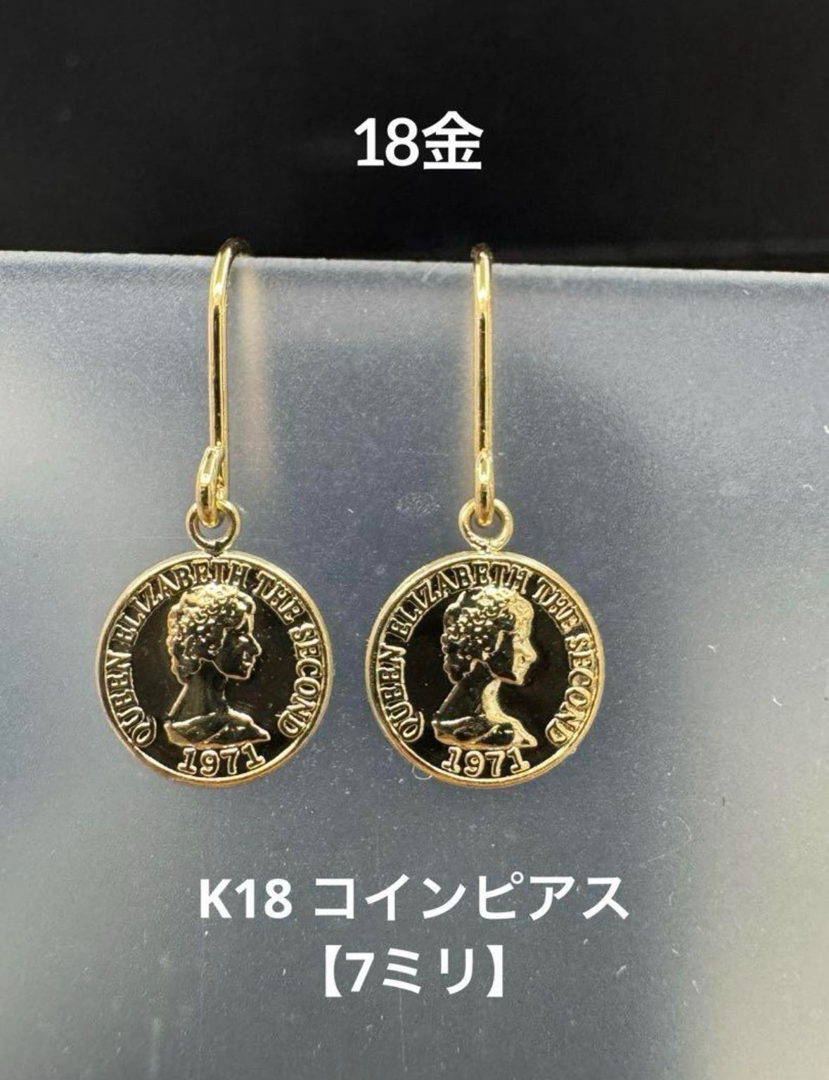 ☆K18 コインピアス フック コイン 18金 つけっぱなし 華奢アクセ 華奢  