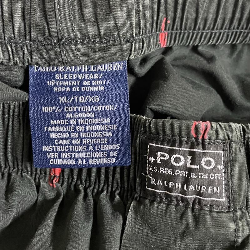 POLO RALPH LAUREN ポニーロゴ 総柄 SLEEPWEAR パジャマパンツ イージーパンツ 古着 BLK RED XL