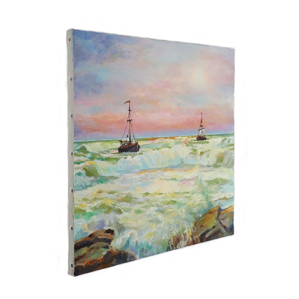 絵画バリ島ヤシの木と海 No.0507 絵画バリ島ヤシの木