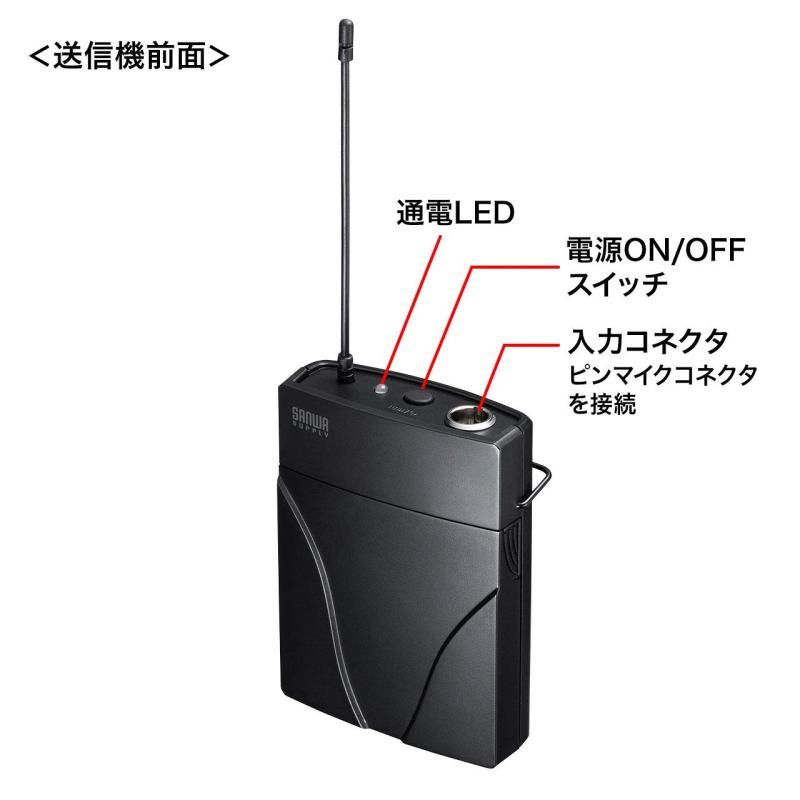 サンワサプライ ワイヤレスピンマイク