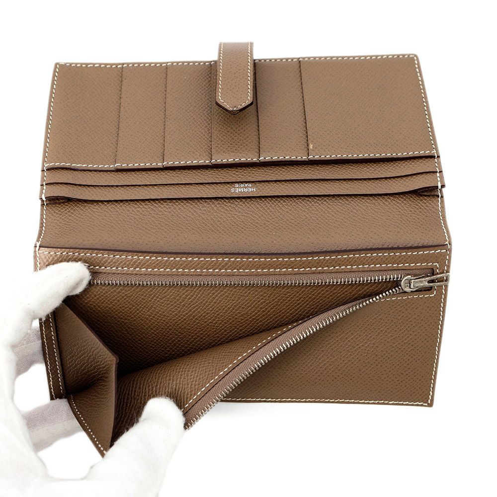 エルメス 長財布 ベアンスフレ エトゥープ/シルバー金具