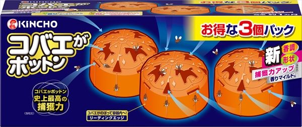まとめ買い-12点セット コバエがポットン 置き型 ３個入り 大日本除虫菊 金鳥 殺虫剤 ハエ 蚊
