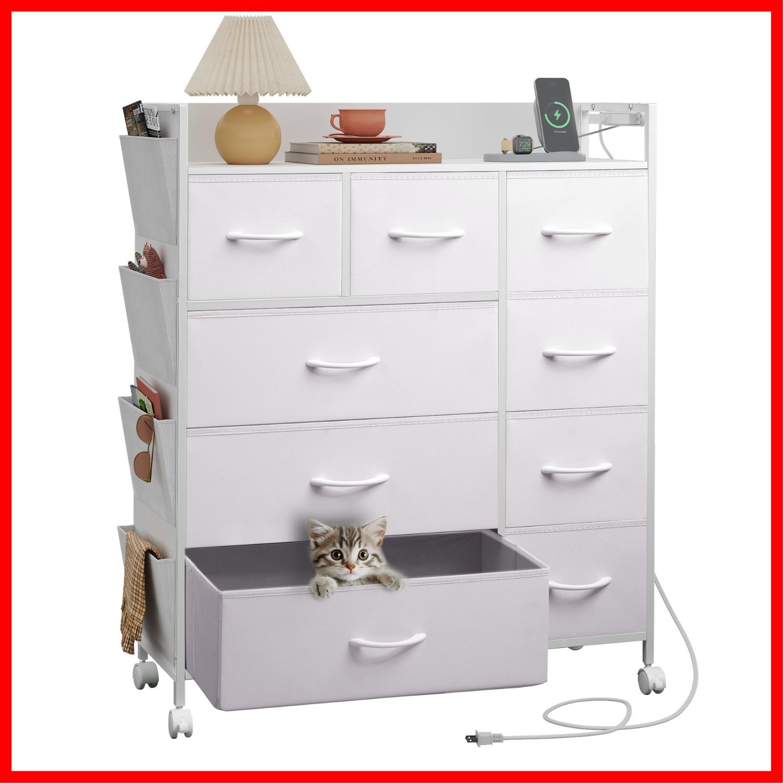 幅104*高さ170cmホワイト扉】ワードローブ クローゼット 折り畳式 収納