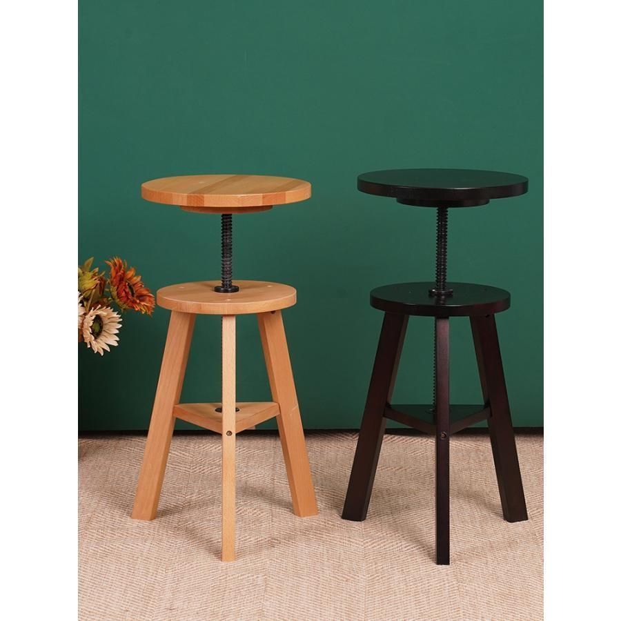 回転スツール イス いす スツール 高さ調節 天然木 椅子 チェア