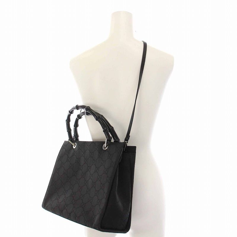 グッチ GUCCI バンブー バッグ　黒 グッチ GUCCI バンブー トートバッグ ショルダーバッグ 2WAY GG