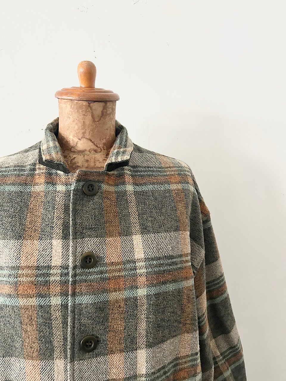 nestRobe 綿ヘビーツイルチェックシャツ ジャケット KHAKI