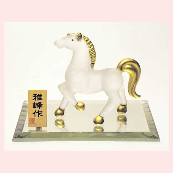 干支置物 ビードロ金彩 白福午 ◎2個目～大幅値引き対象商品 ※オブジェ 
