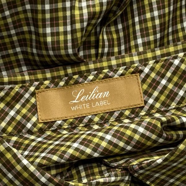  レリアン ホワイトレーベル leilian シャツ ブラウス 長袖 チェック柄 ブラウン系 黄色系 綿100％ 7 S 7号 レディース 5 V 497 長袖 シャツ ブラウス