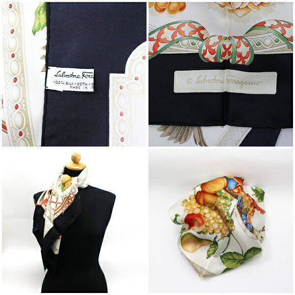 【新品 未使用品】Ferragamo ☆ シルクスカーフ 鳥 花 フルーツ Salvatore Ferragamo フェラガモ シルクスカーフ 花と鳥 - メルカリ