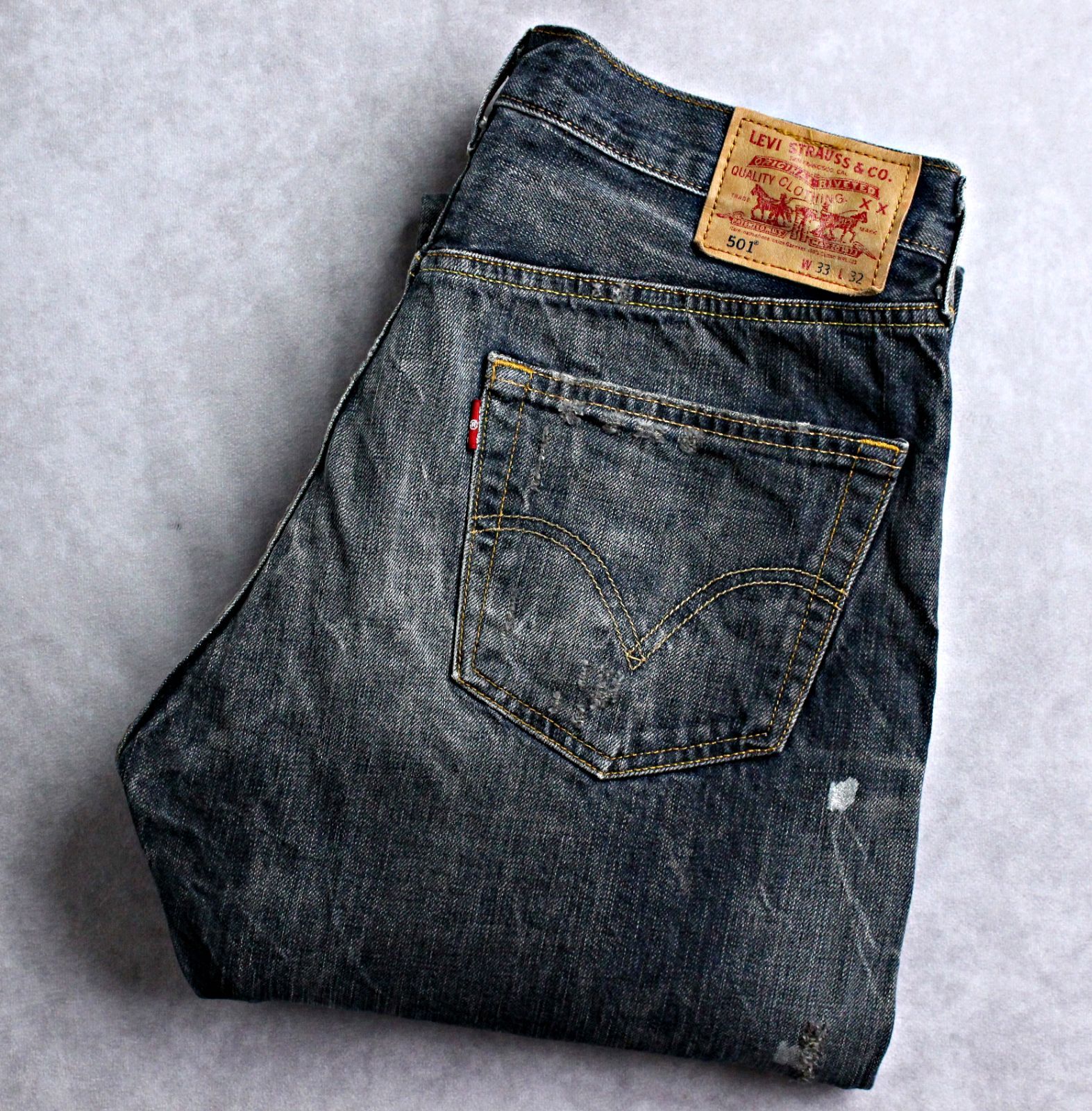 【Levi's】トルコ製 ユーロリーバイス 501 ダメージ＆リペアード W33(ウエスト85cm)