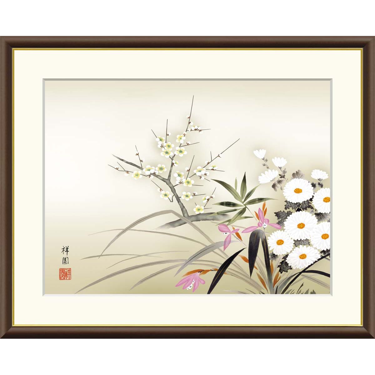 日本画 勝利? 花の絵 額付き 楽天市場】額絵 北山歩生 菖蒲 f8・f6・f4サイズ 現代日本画