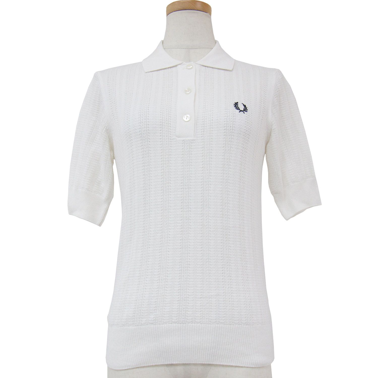 美品　FRED PERRY レディースポロシャツ　ホワイト　UK10 美品FRED PERRY レディースポロシャツホワイトUK10