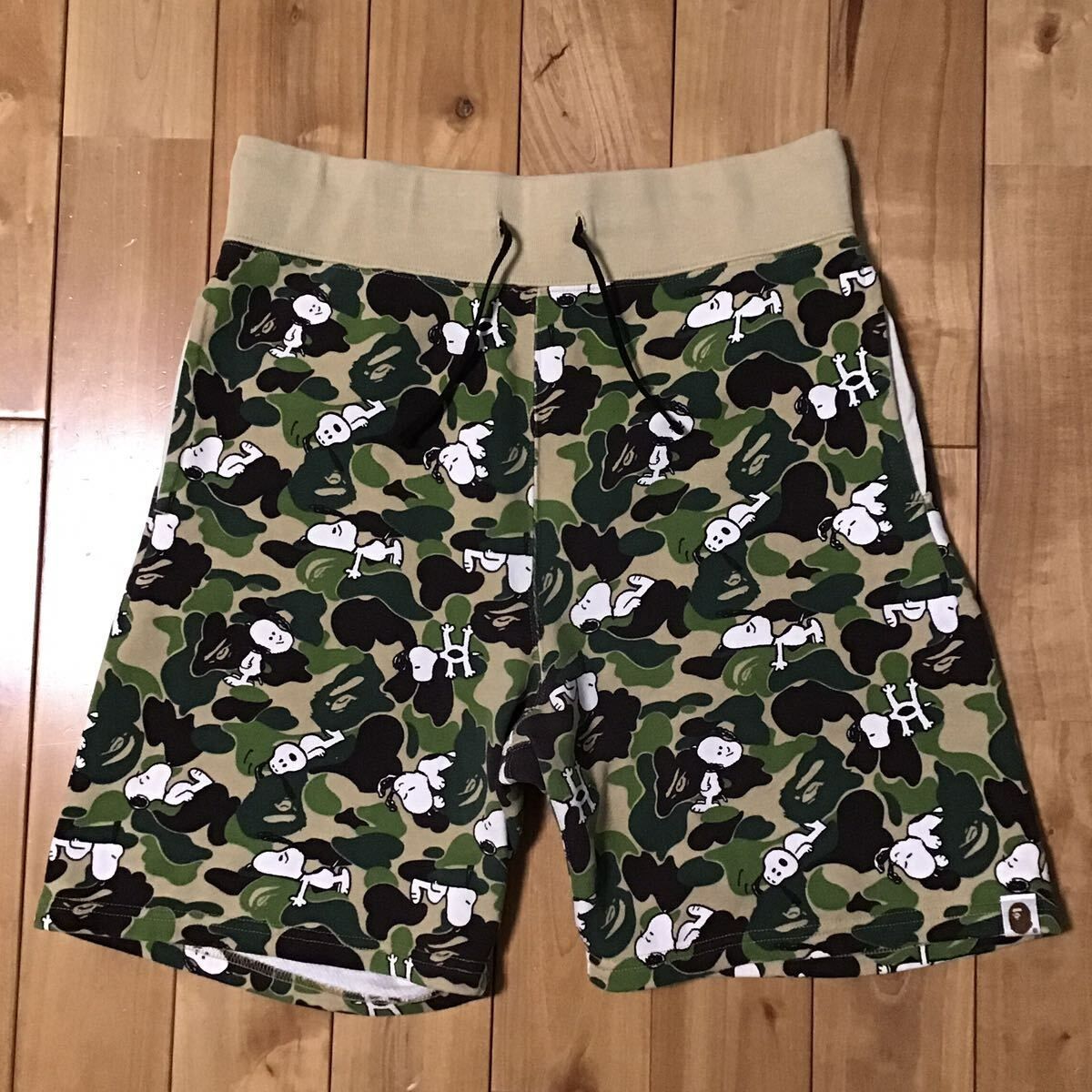 SNOOPY × BAPE ABC camo スウェット ハーフパンツ Sサイズ a bathing  