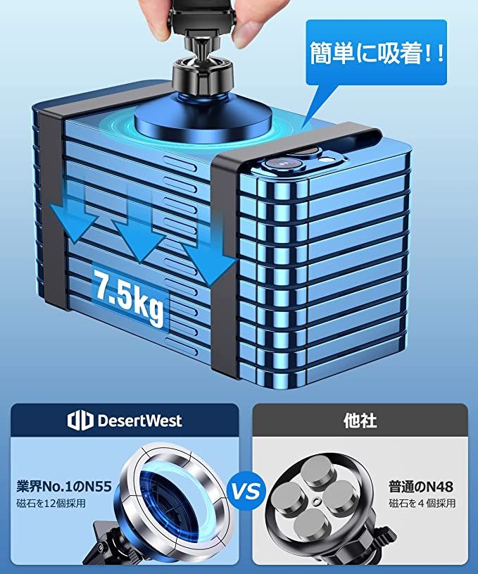 DesertWest 車載ホルダー マグネット 超強磁力 スマホホルダー - メルカリ