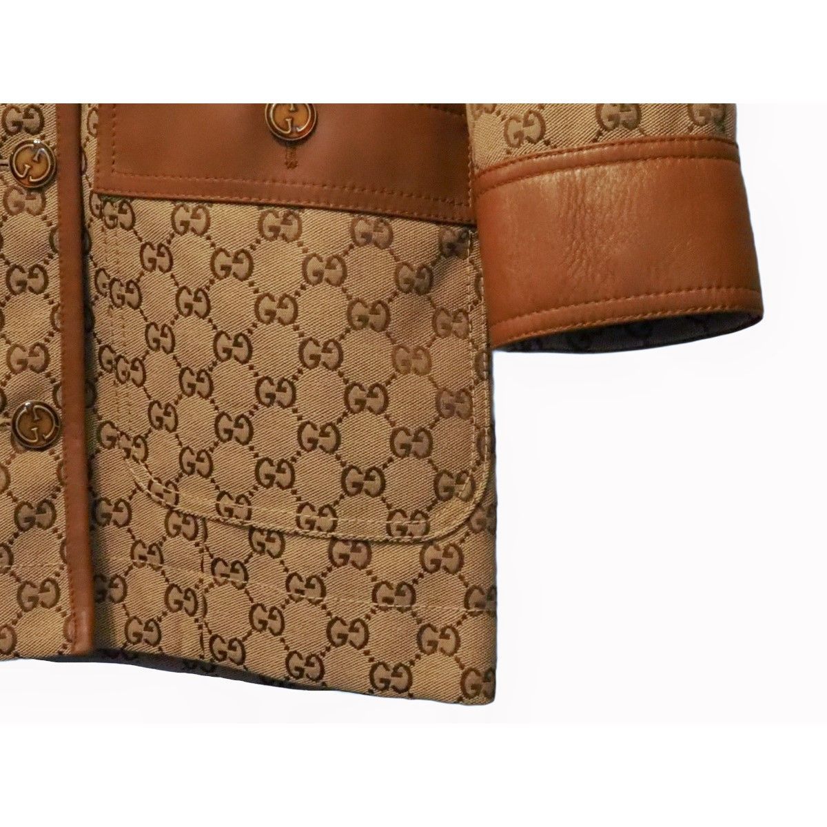 中古】GUCCI グッチ GGキャンバス ジャケット ウェブストライプ ベルト