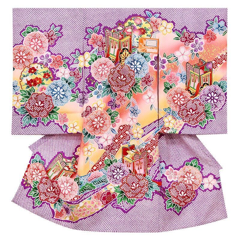 記念感謝祭☆特選桶京絞り美術工芸新品正絹産着（お祝着）純古典四季花