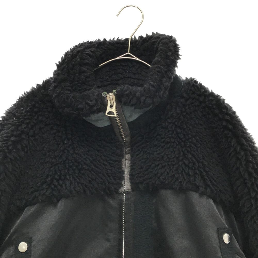 Sacai (サカイ) 22AW Faux Shearling x Nylon Twill Blouson フェイクシェアリング ナイロン切り替え  ブルゾン ブラック 22-02903M