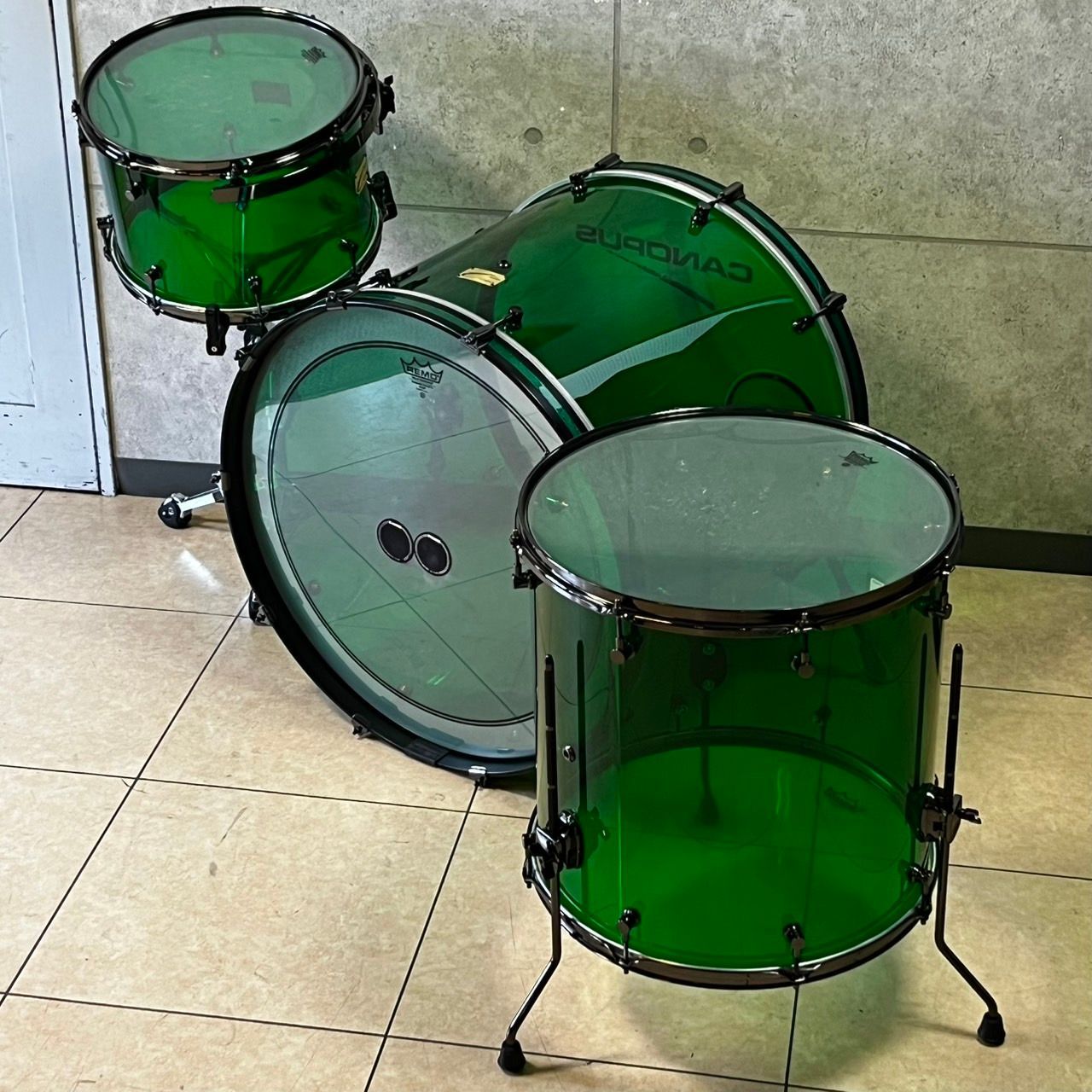 CANOPUS Custom Order Acrylic Kit 26 18 15 GREEN Black Nickel Hardware 3-Piece Shell set UBS-PPNI_AC_ID