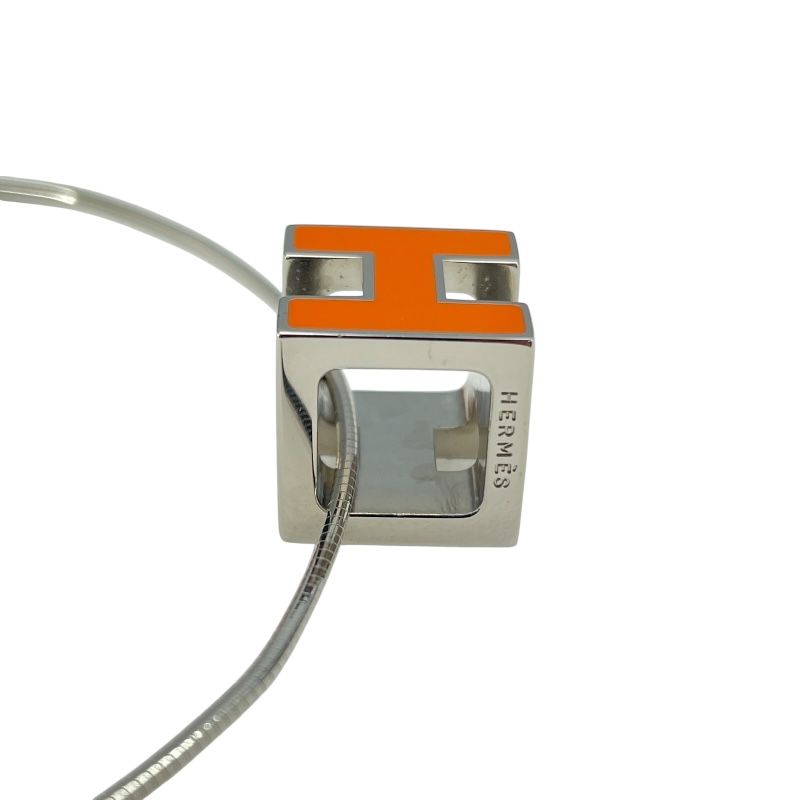 【最終お値下げ✨】HERMES キューブ ネックレス オレンジ エルメス HERMES Hキューブネックレス オレンジxシルバー メタル