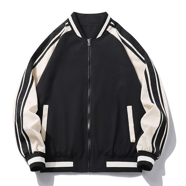 ジャケット　上着　長袖　リバーシブル ジャケット メンズ アウター 英字プリント 長袖 リバーシブル 前開き