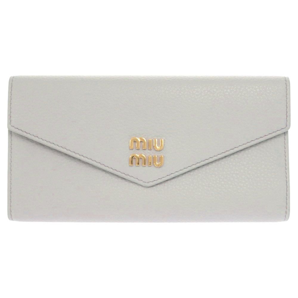 ミュウミュウ ヴィッテロダイノレザー 5MH024 レザー グレー系 長財布 三つ折り長財布 0952 MIUMIU