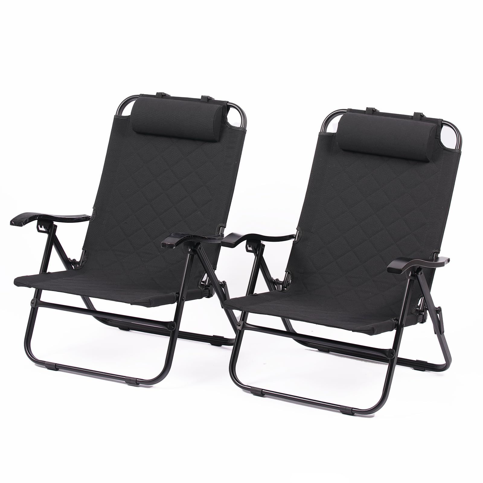 新着商品 RcrCamp リクライニングローチェア 2脚セット 収納袋付き ブラック Reclining Low Chair 4段階 キルト 難燃 アルミ リクライニング リラックス ハイバック ロー キャンプ アウトドア コットン ローバー キャンプ