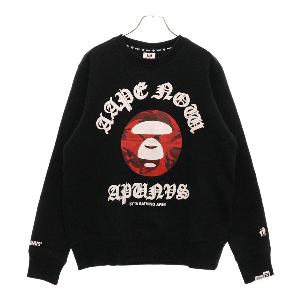 AAPE BY A BATHING APE (エーエイプバイアベイシングエイプ) 両面プリント クルーネック 長袖スウェット ブラック AAPSWM3420XX9