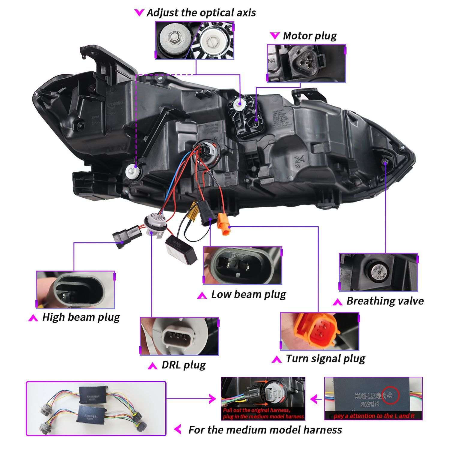ホンダ11代目シビック用LEDヘッドライト大灯総成 21-23年対応