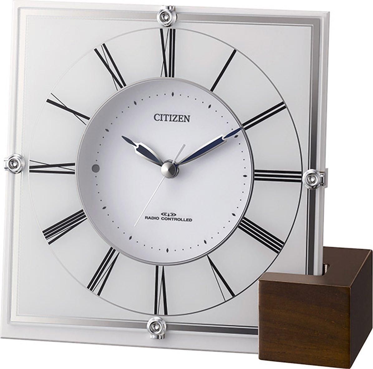 【新品・3営業日で発送】リズム時計 CITIZEN (シチズン) 電波 置き 掛け 兼用 時計 マリアージュ707 木製台座 白 4RY707-003