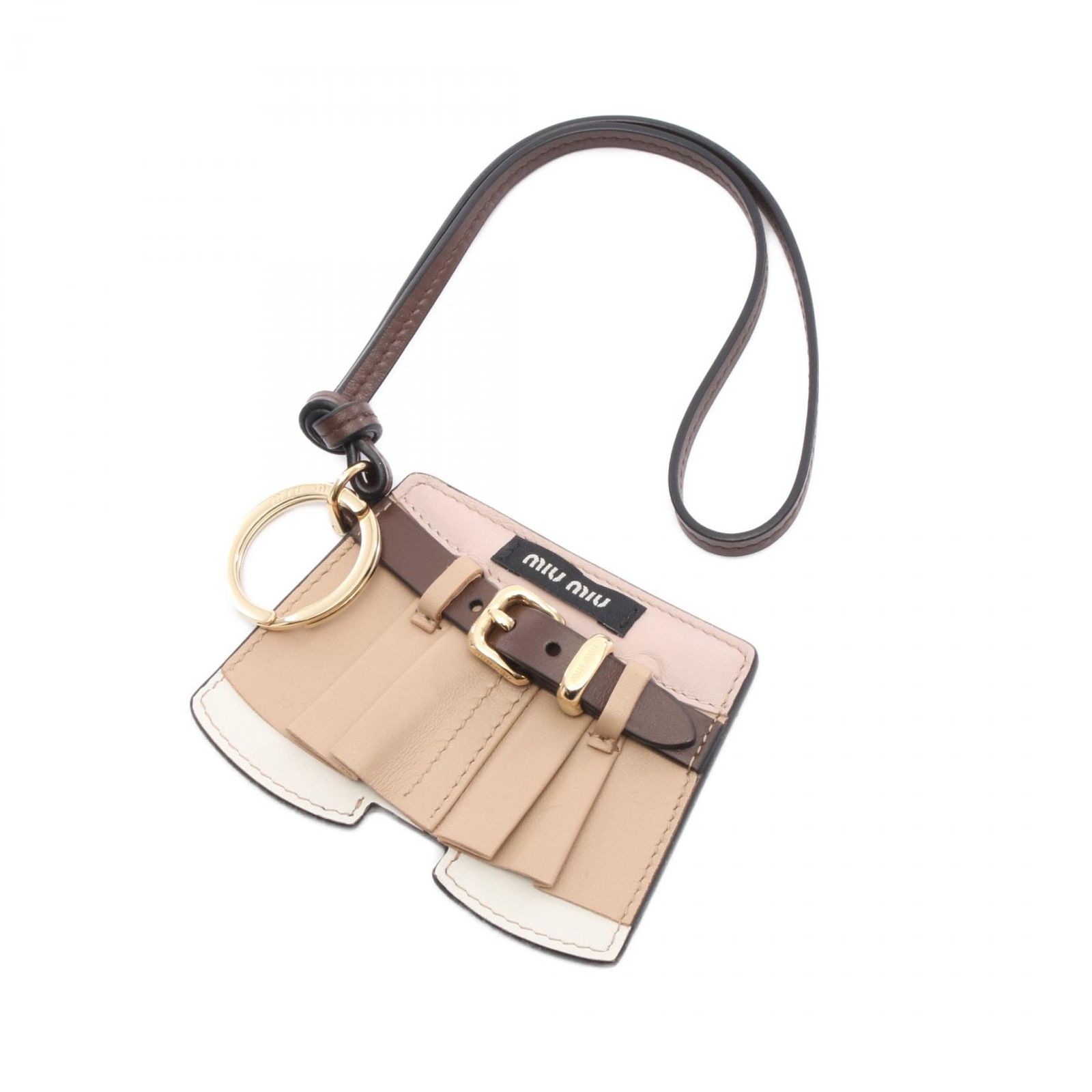 ミュウ ミュウ Miu Miu キーホルダー トリック 5TL5312CUKF0065 ベージュ レザー キーホルダー レディース