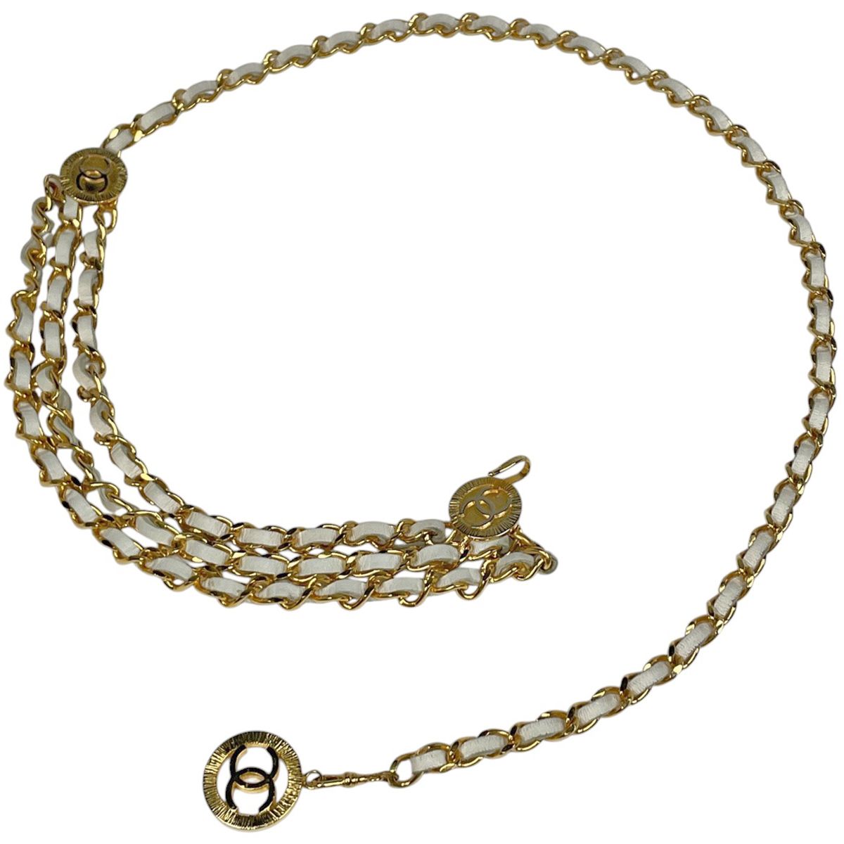 シャネル CHANEL ココマーク チェーン ベルト 3連 GP レザー