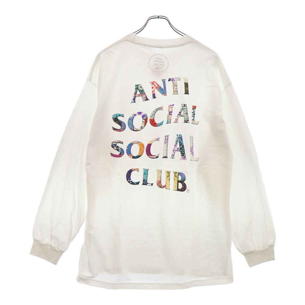 ANTI SOCIAL SOCIAL CLUB (アンチソーシャルソーシャルクラブ) バンダナ柄 ロゴ プリント クルーネック 長袖Tシャツ カットソー ホワイト