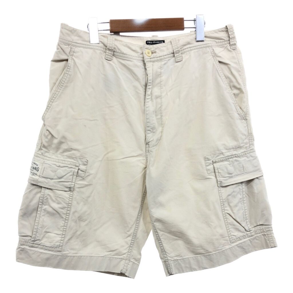 POLO JEANS ポロジーンズ カーゴ ショートパンツ ラルフローレン アイボリー メンズ W34 古着 T8822