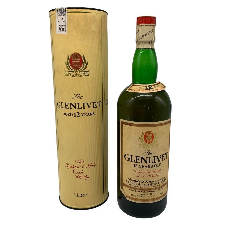 グレンリベット 12年 アンブレンデッド 赤アザミ 1000ml 43%【C4】 グレンリベット 12年 アンブレンデッド表記 1980年ごろ流通 43