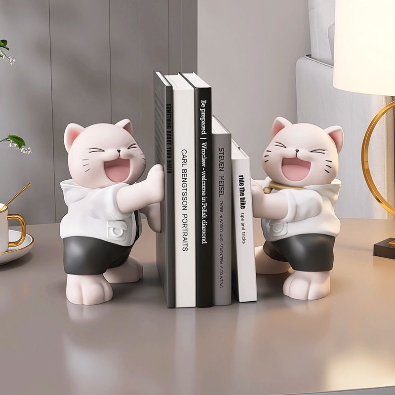 ブックエンド ブックスタンド 本立て オーナメント 置物 猫 ネコ ねこ キャット 動物 北欧 可愛い かわいい ユニーク モダン シンプル 癒し リラックス おしゃれ お洒落 リビングルーム 寝室 子供部屋 書斎 オフィス 卓上 デスク 机 本棚 プレゼント