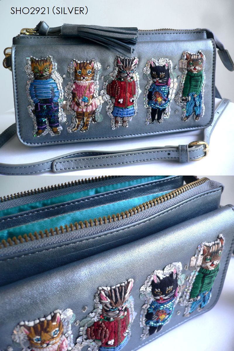 タマオワールド Nathalie Lete Cats お財布ポシェット 送料無料 タマオワールド Nathalie Lete Cats pink お財布
