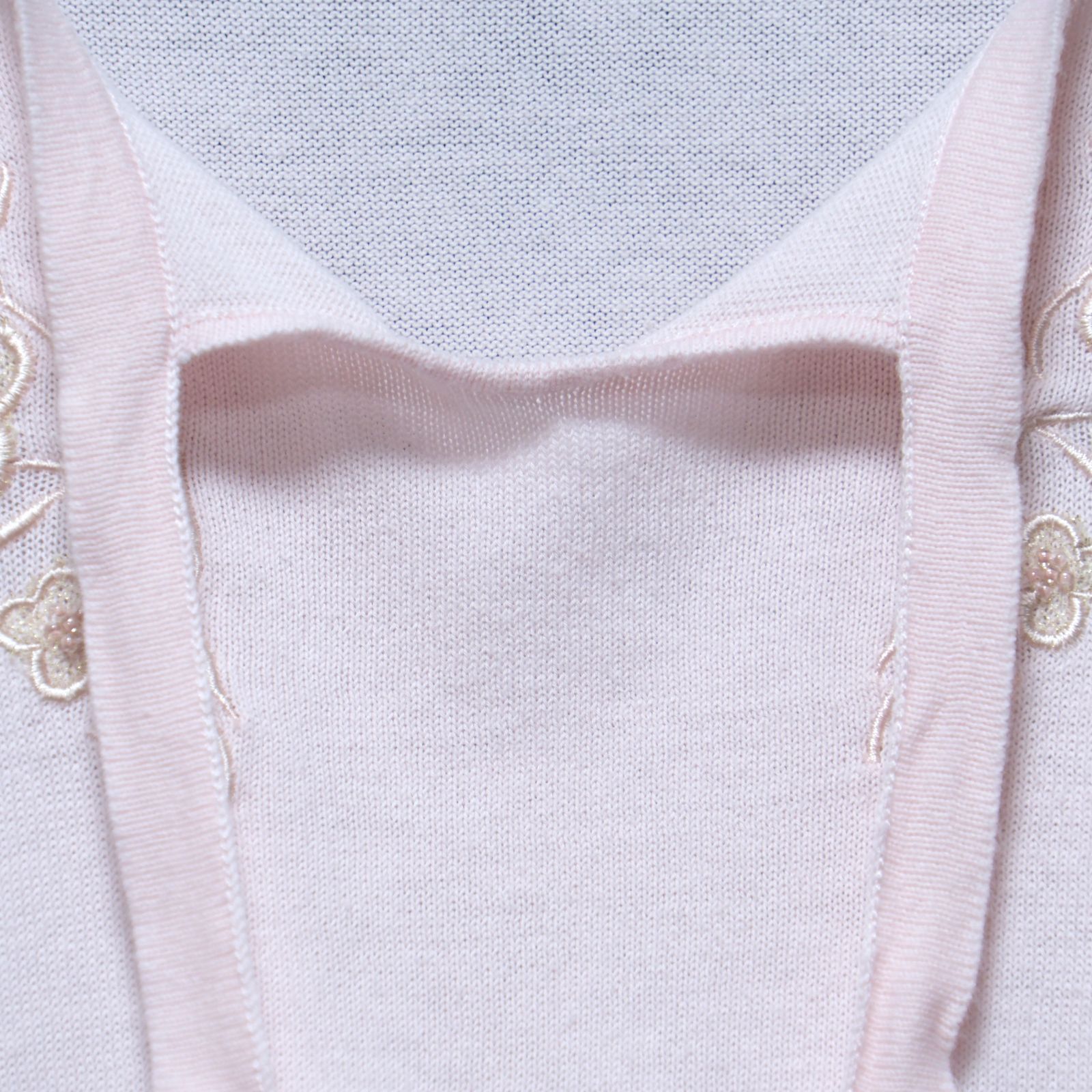 【美品】TOCCA シンプル ニット トップス 半袖 Tシャツ TOCCA トッカ 綿 花ビーズ刺繍 半袖 ニット トップス ピンク M