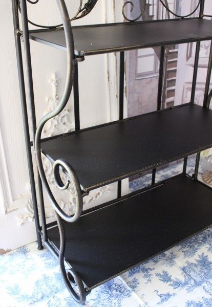 点限り アイアン製 3段シェルフ 859 ダークブロンズ 飾り棚 花台 シェルフ棚 調味料棚 ラック ロココ調 姫系 アンティーク風 シャビーシック 輸入 雑貨 antique ブロカント 今買う来る。