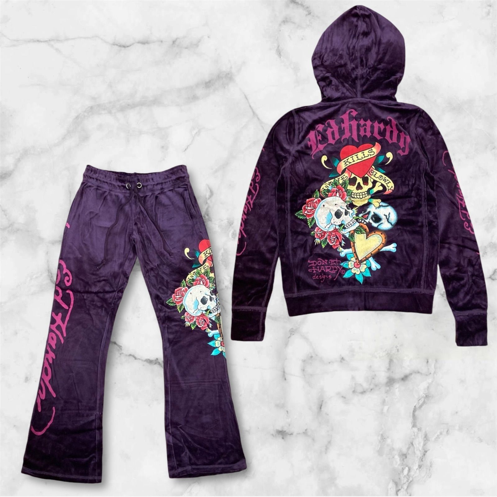 新品未使用》ED HARDY エドハーディ ベロア パーカー セットアップ 