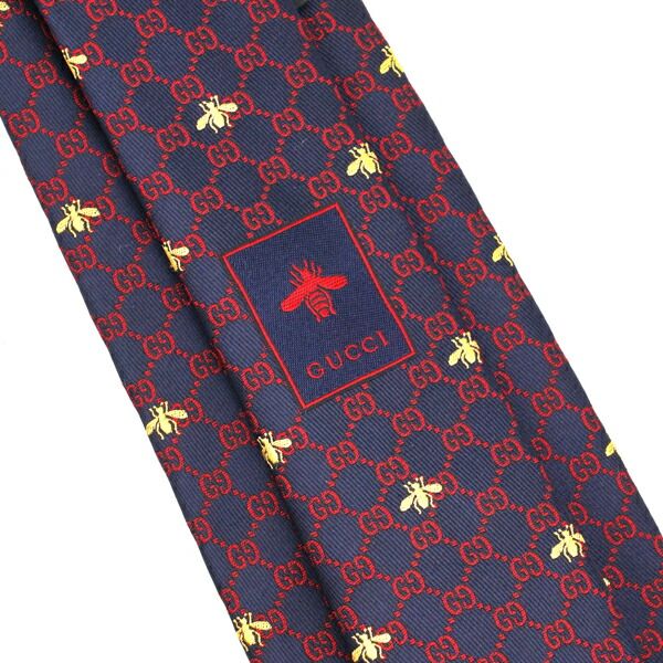 新品 グッチ GUCCI ネクタイ GGビー（ハチ） ネイビー/レッド - メルカリ