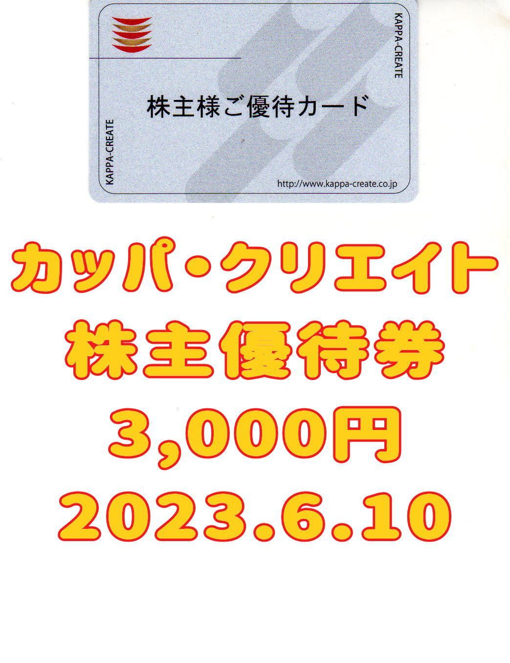 カッパクリエイト 株主優待券 6000円 2023.6.10 - 通販