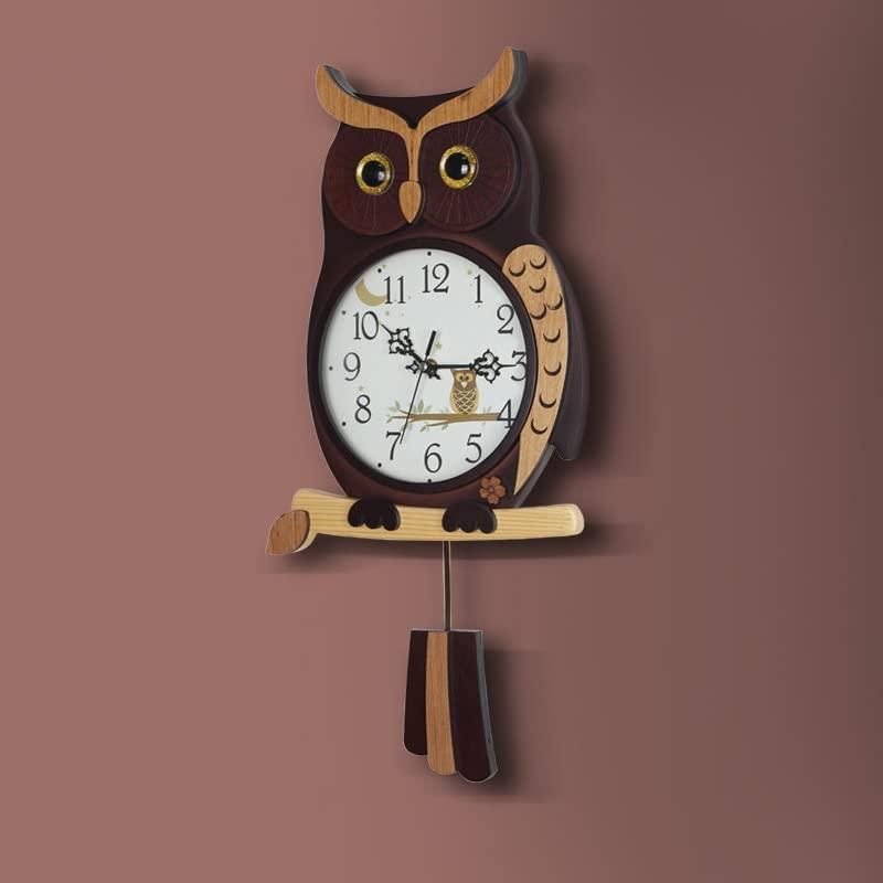 フクロウのかわいい掛け時計の寝室の静音の個性的な時計の客間, Amazon.co.jp: 振り子時計 木製 ふくろう 壁掛け時計 3D